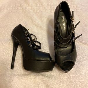 Black high platform heels